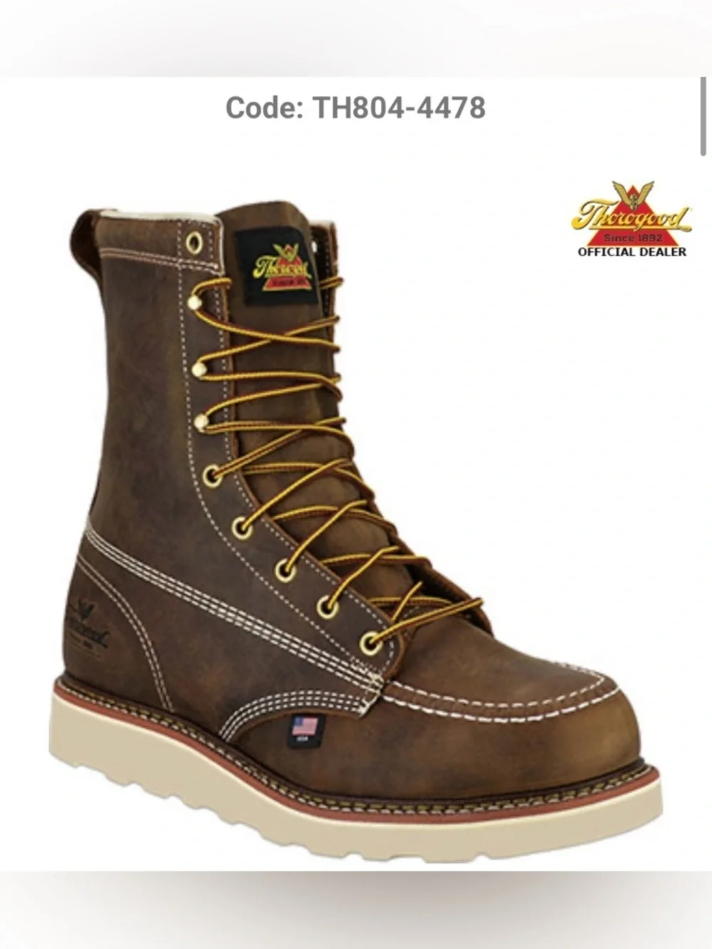 Thorogood 8” Steel Toe Wedge Sole Moc Toe Work Boot Size 8.5 EE NWT
